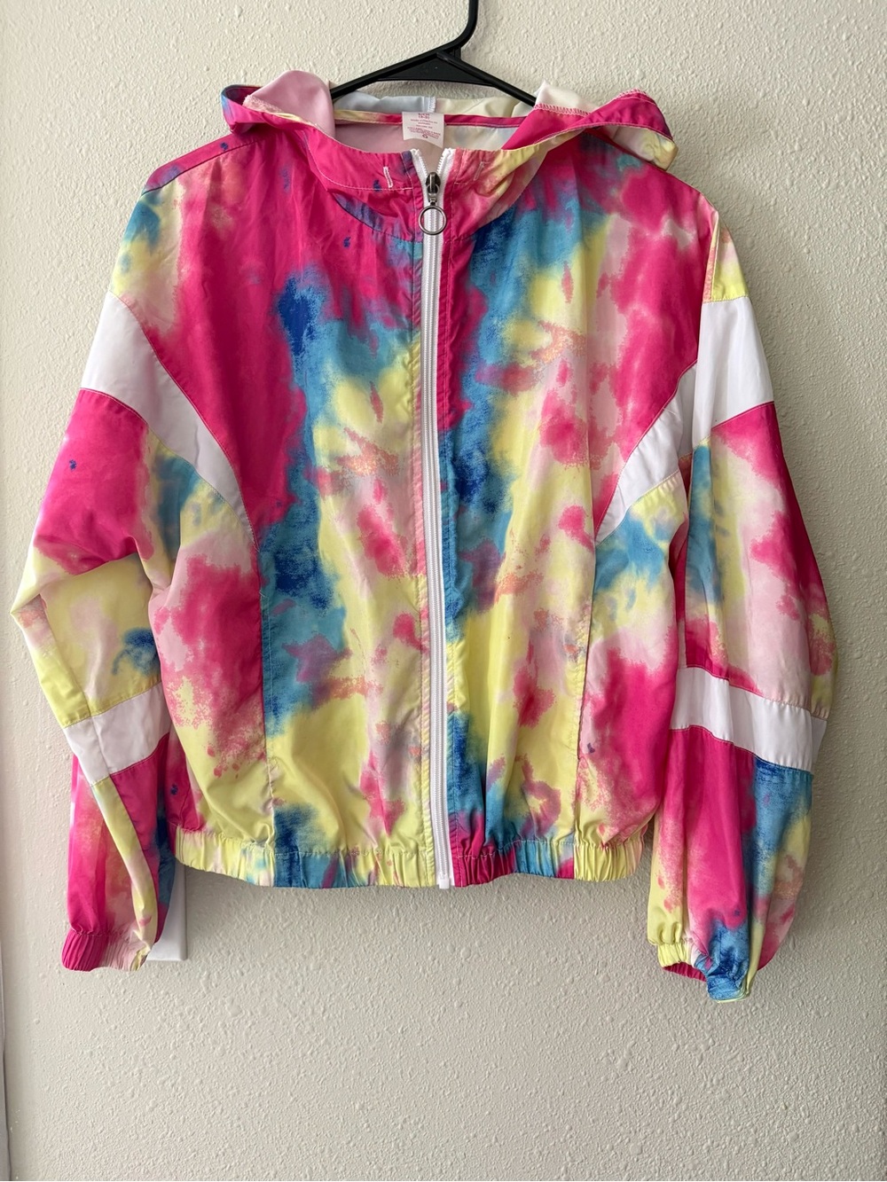 No Boundaries 80s/ 90s style Youth Tie-Dye Hooded Windbreaker